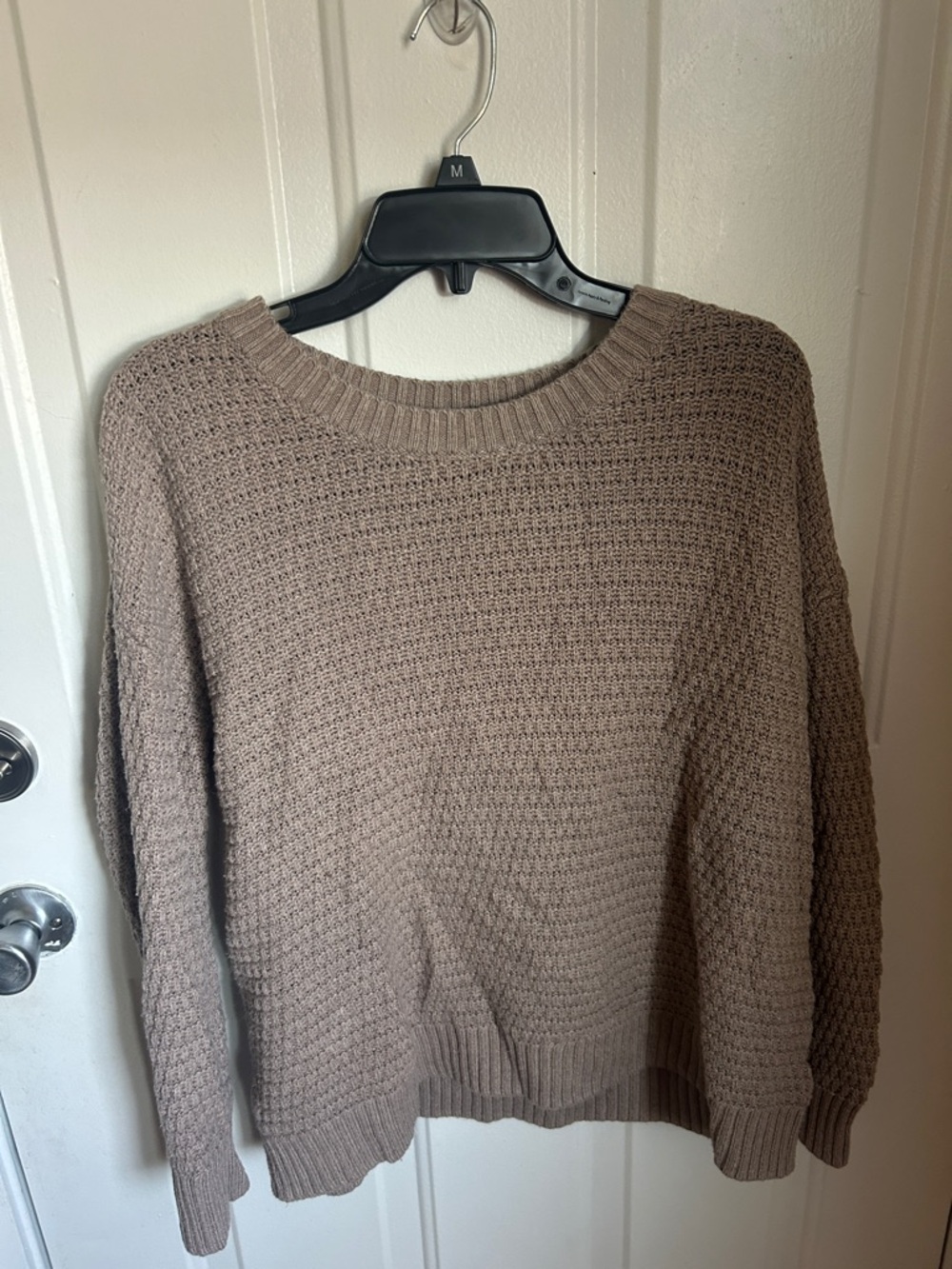 Old Navy Taupe Waffle-Knit Crew Sweater
